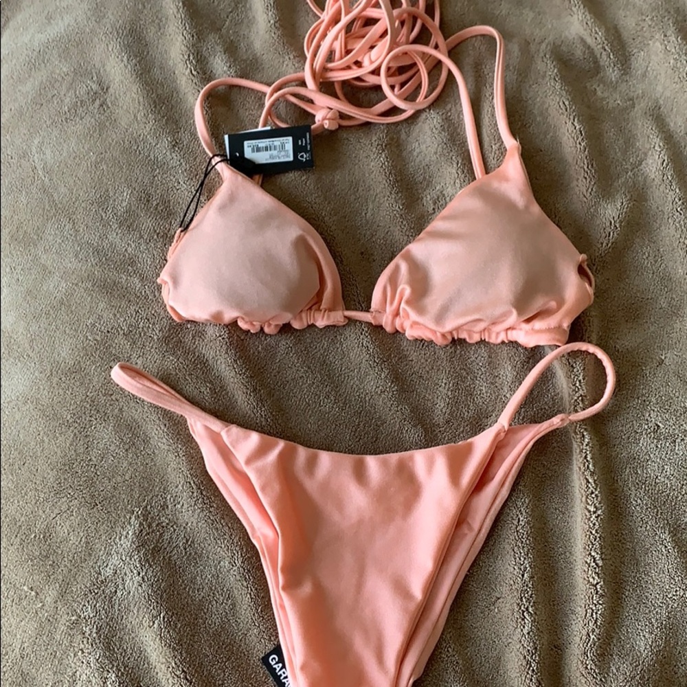SOLD! Garage tie wrap cheeky bikini set